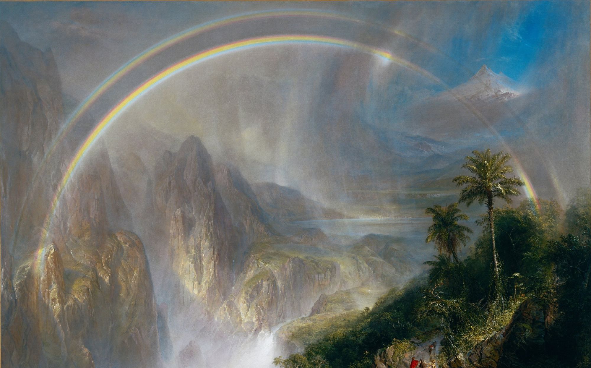 Frederic Edwin Church, Rainy Season in the Tropics: a double rainbow over misty mountains.